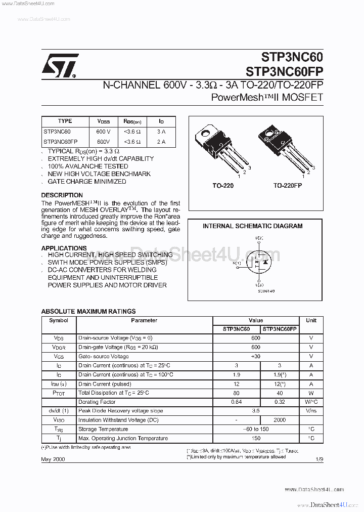 P3NC60FP_4923260.PDF Datasheet