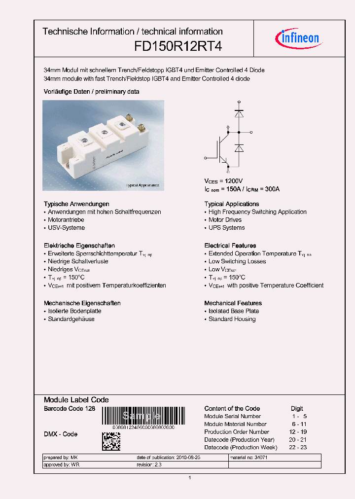 FD150R12RT4_5007040.PDF Datasheet