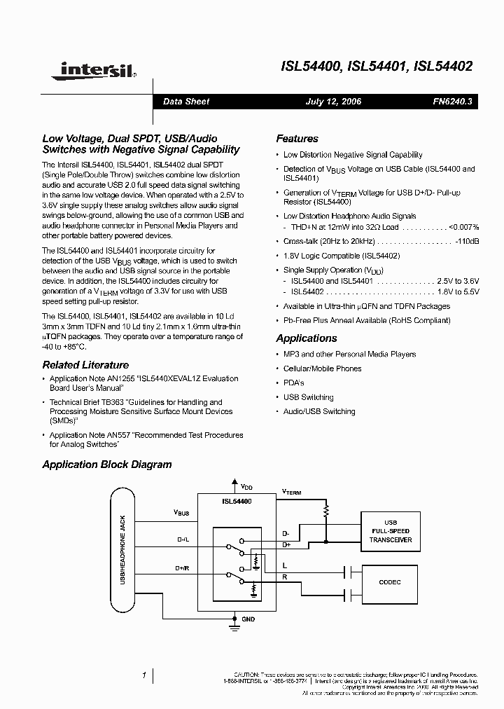 ISL54400EVAL1Z_5026429.PDF Datasheet