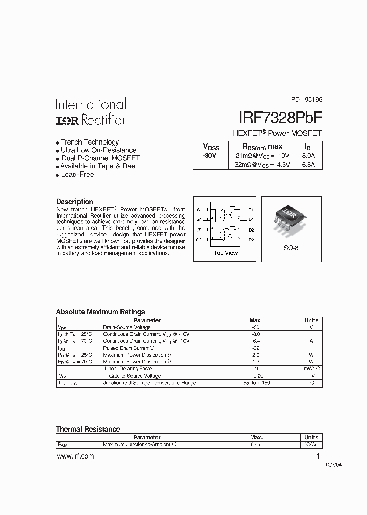 IRF7328PBF_5029267.PDF Datasheet