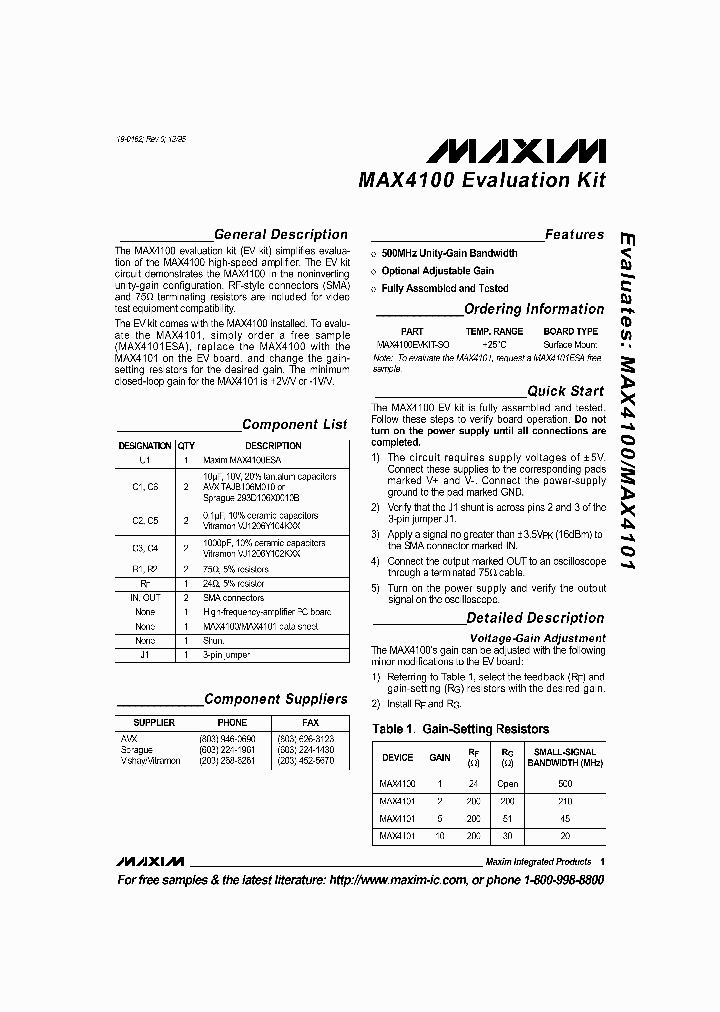 MAX4100EVKIT_5051767.PDF Datasheet