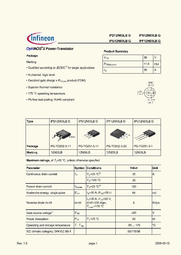 IPF12N03LBG_5073657.PDF Datasheet