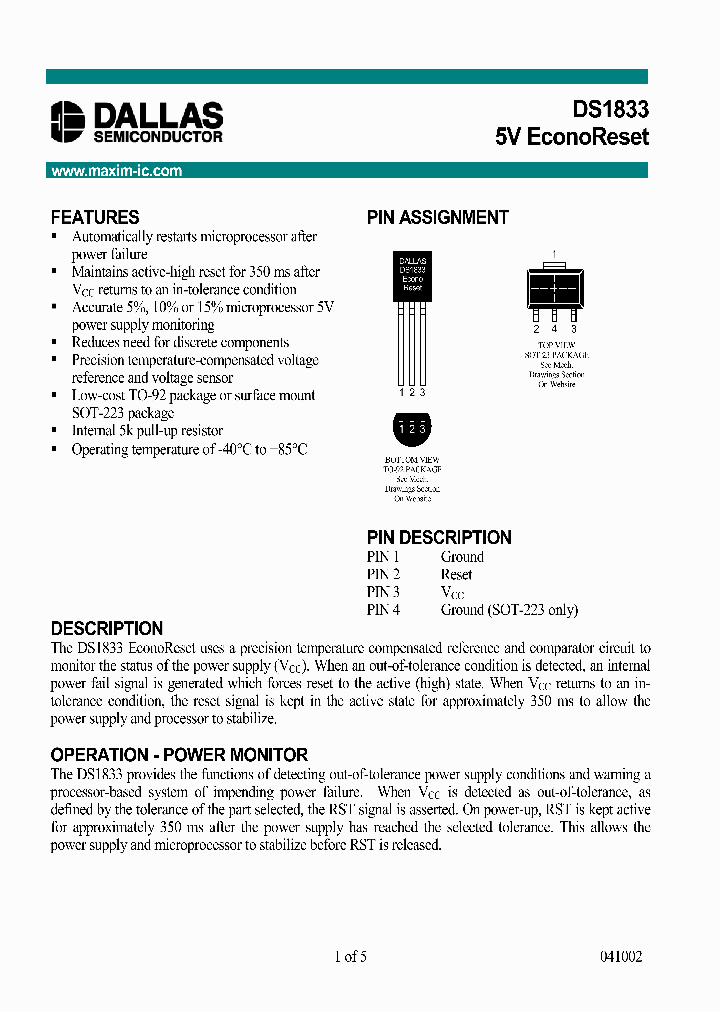 DS1833Z-15TAMPR_5082671.PDF Datasheet