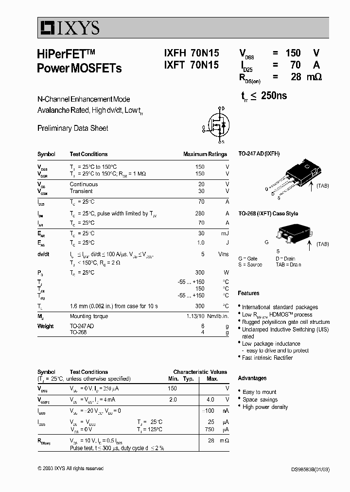 IXFH70N15_5117880.PDF Datasheet