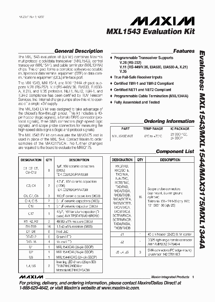 MXL1543EVKIT_5115876.PDF Datasheet