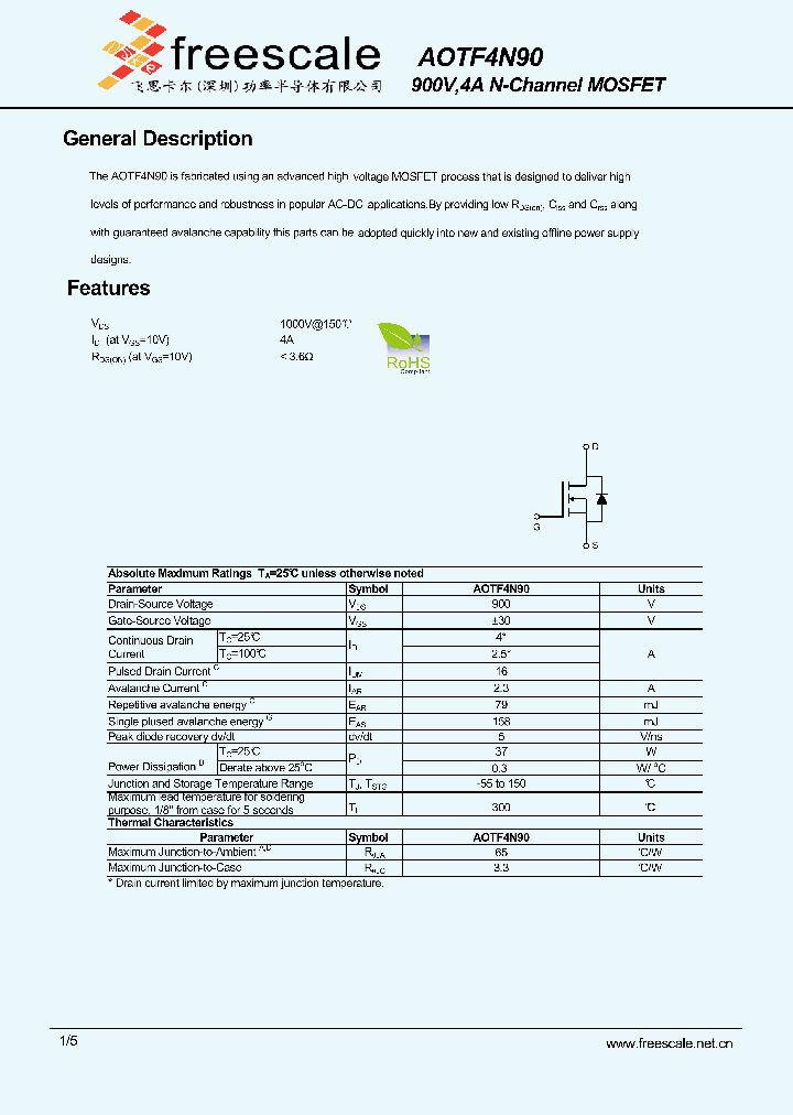 AOTF4N90_5128730.PDF Datasheet