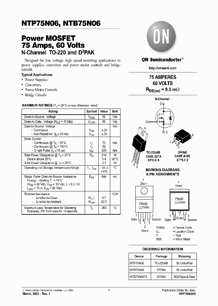 NTB75N06G_5143720.PDF Datasheet