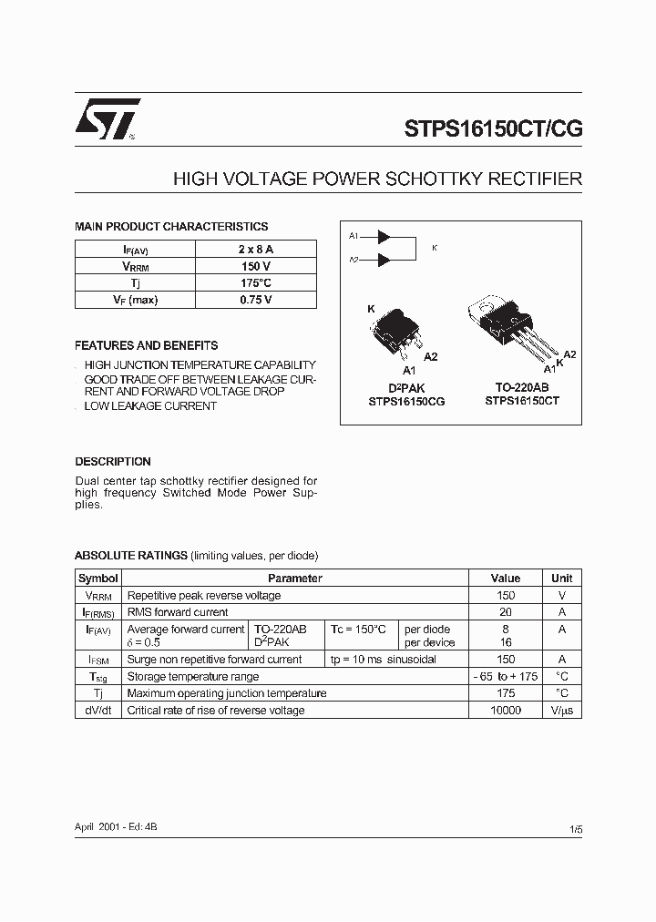 STPS16150CG_5147056.PDF Datasheet