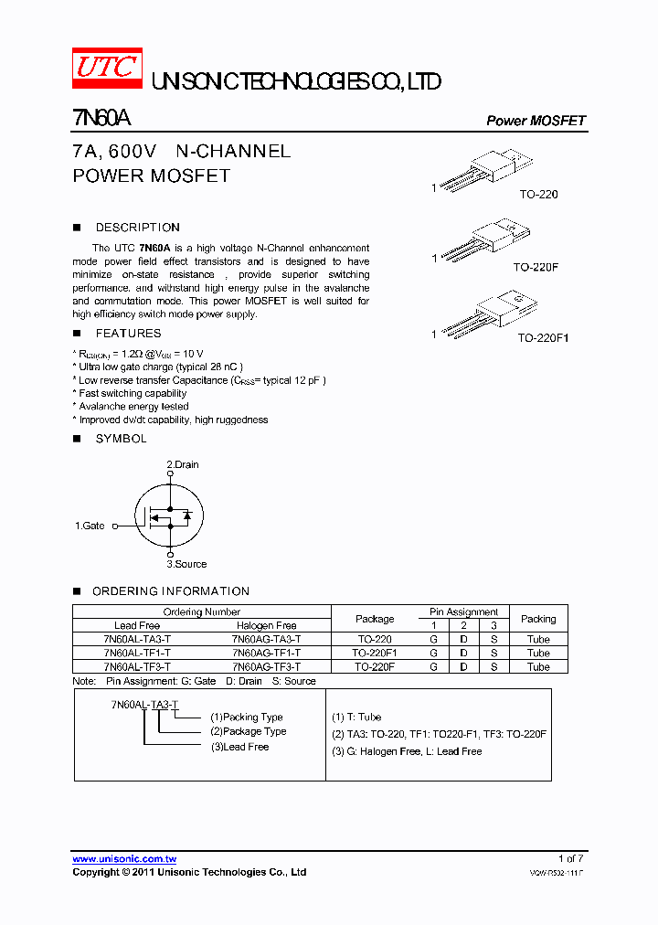 7N60AL-TA3-T_5153140.PDF Datasheet