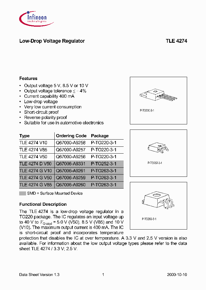 TLE4274V10_5213264.PDF Datasheet