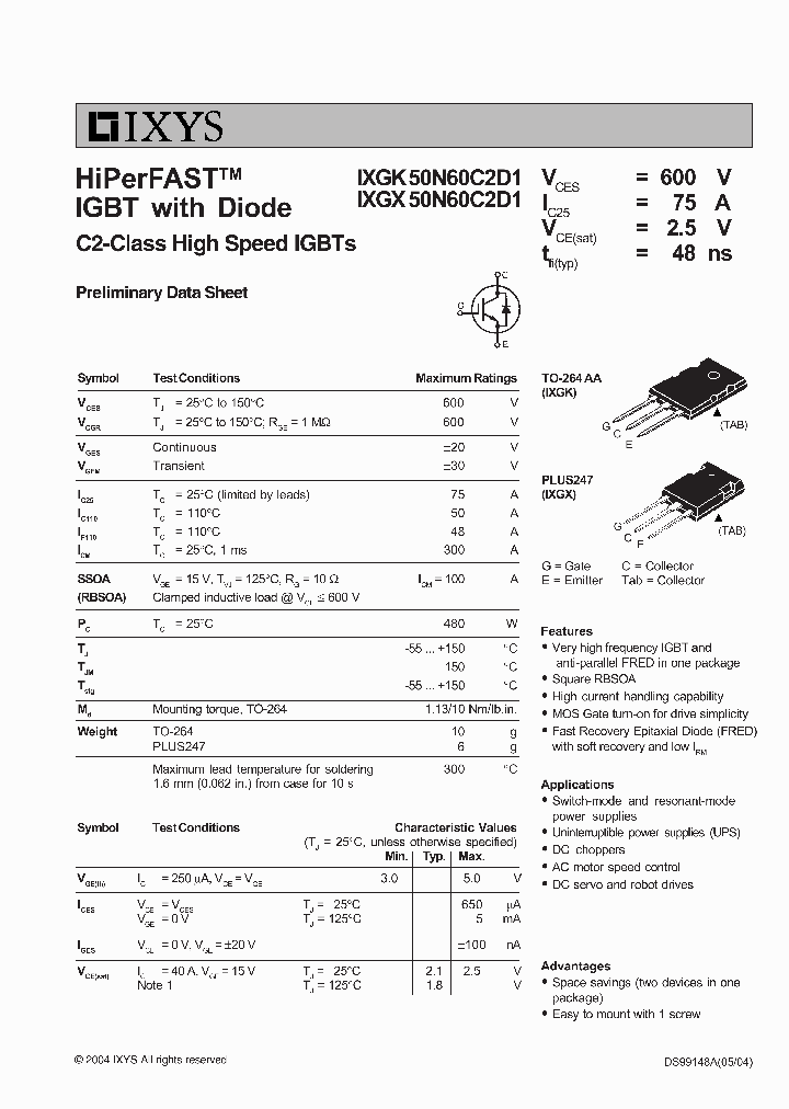 IXGK50N60C2D1_5216197.PDF Datasheet