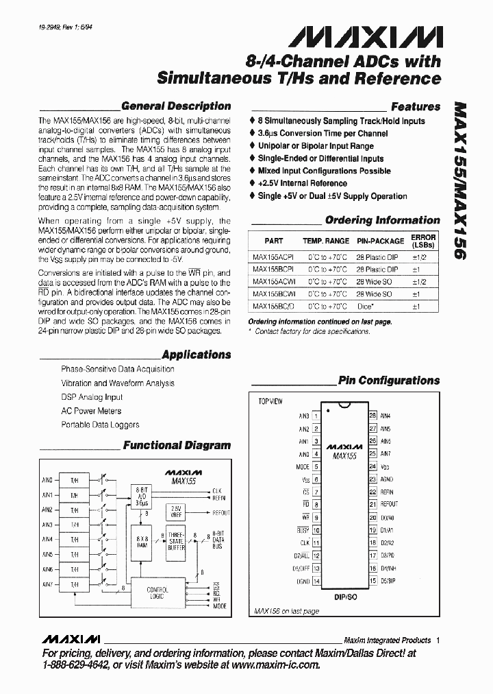 MAX156BEWI_5219356.PDF Datasheet