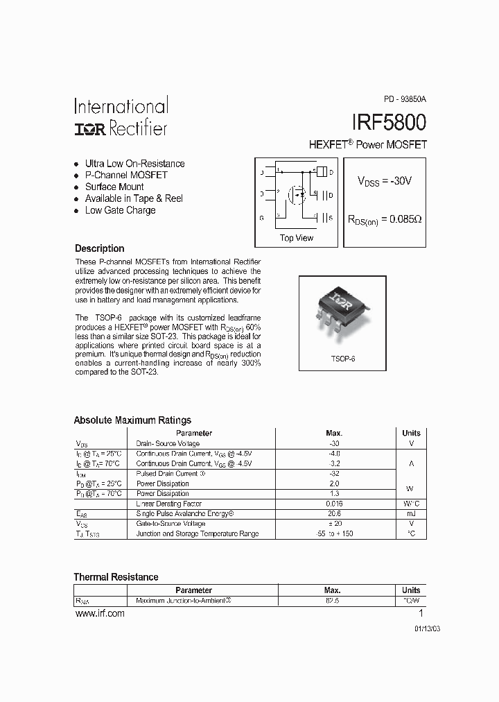 IRF5800_5294386.PDF Datasheet