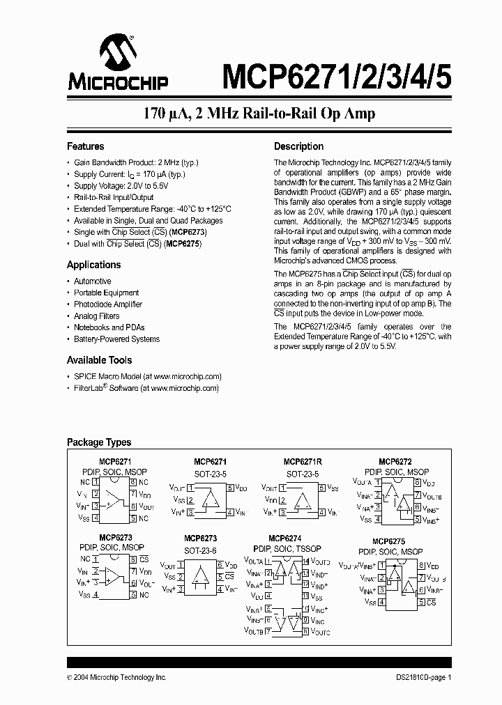 MCP6275_5299953.PDF Datasheet