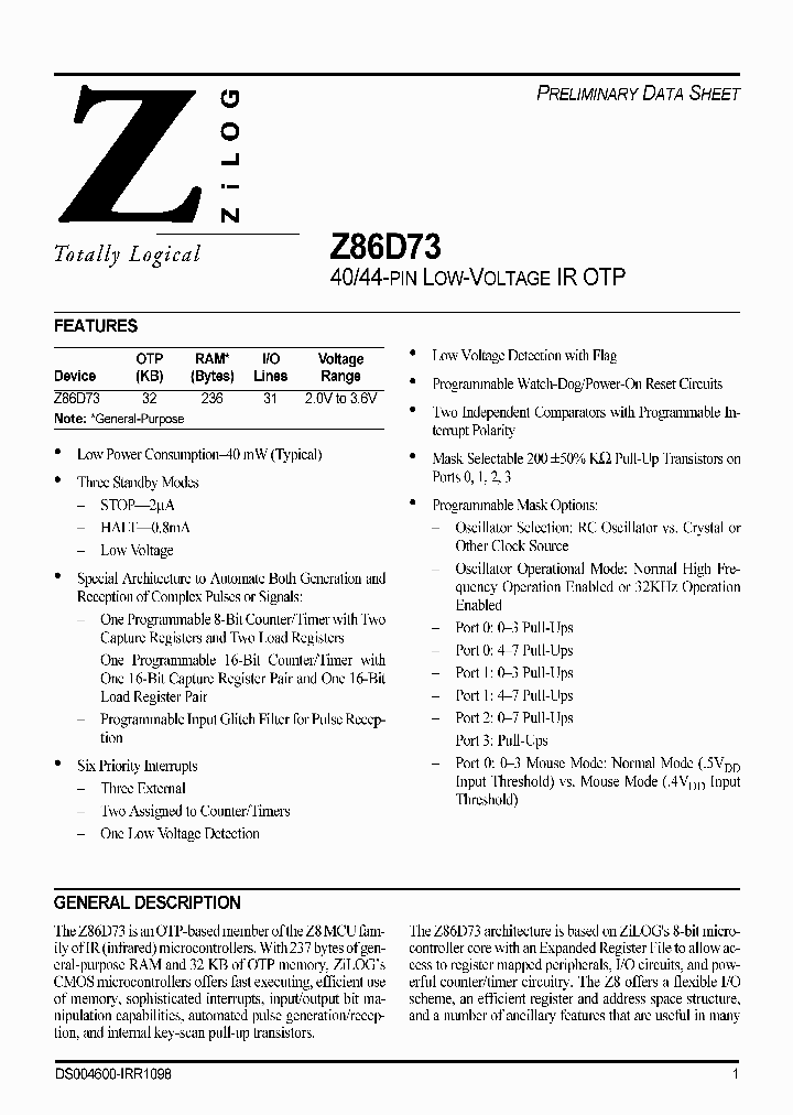 Z86D73_5315986.PDF Datasheet