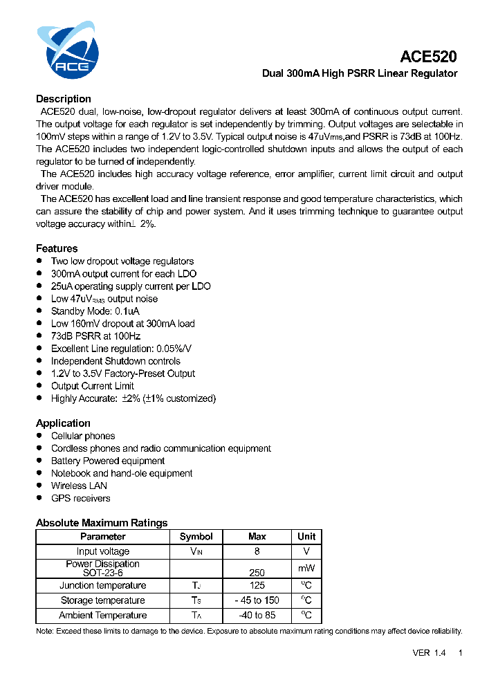 ACE520CEGMH_5315677.PDF Datasheet