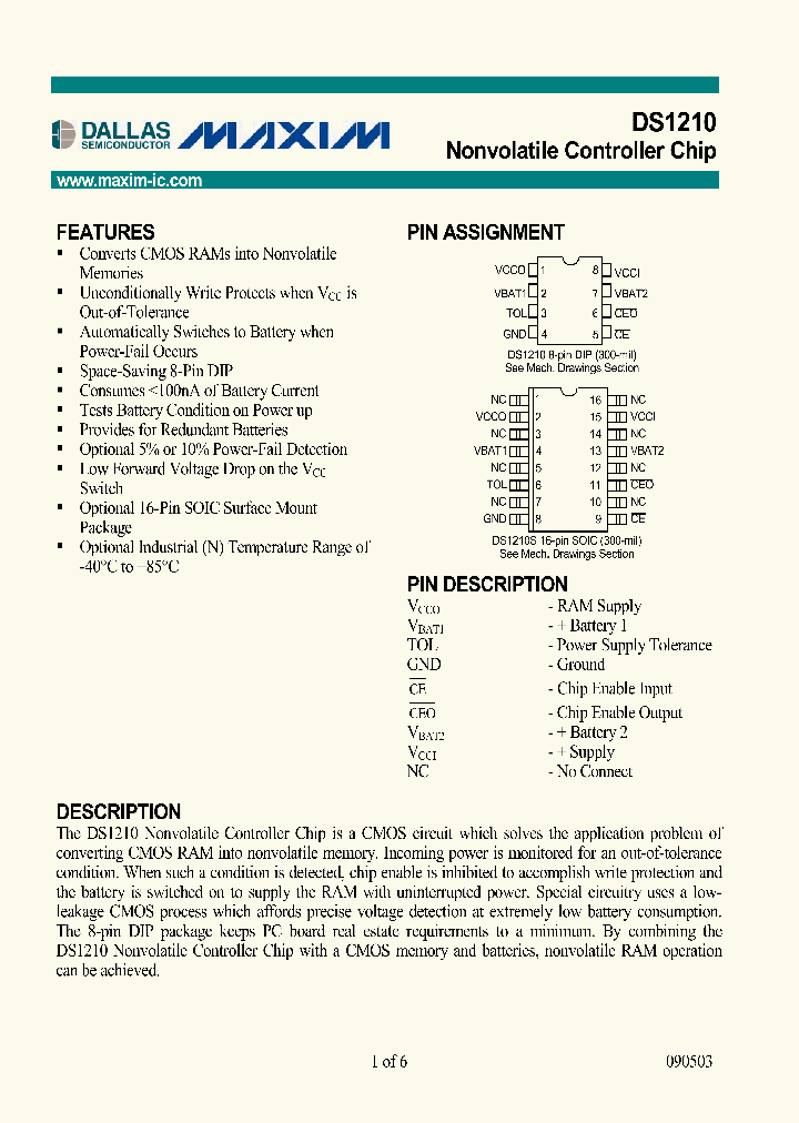 DS1210STRL_5327366.PDF Datasheet