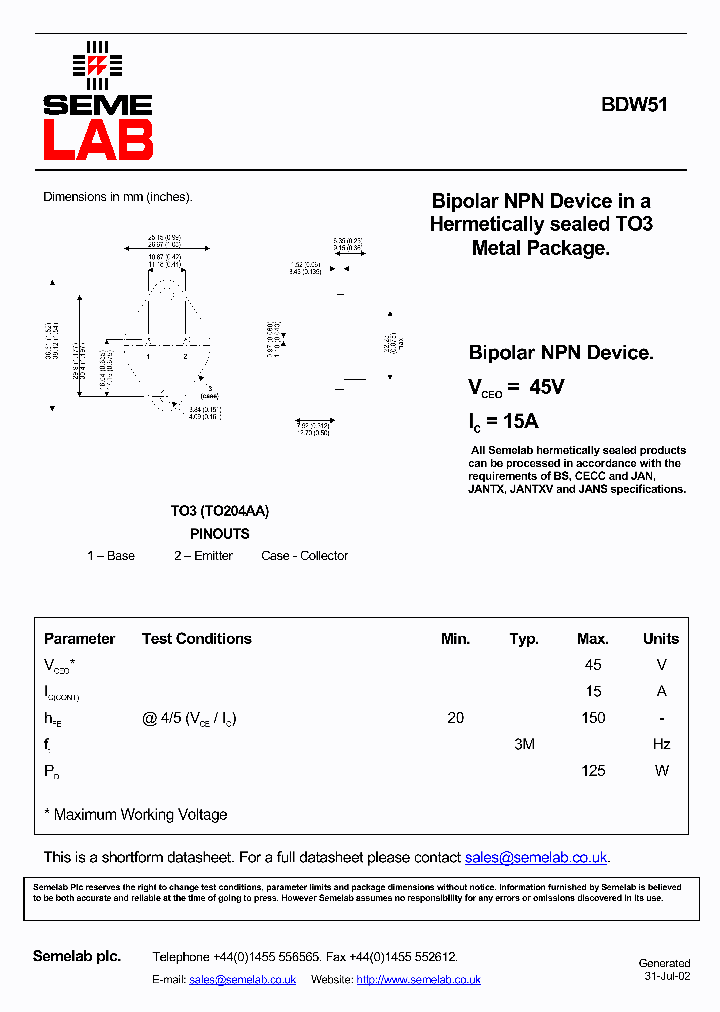 BDW51_5360483.PDF Datasheet