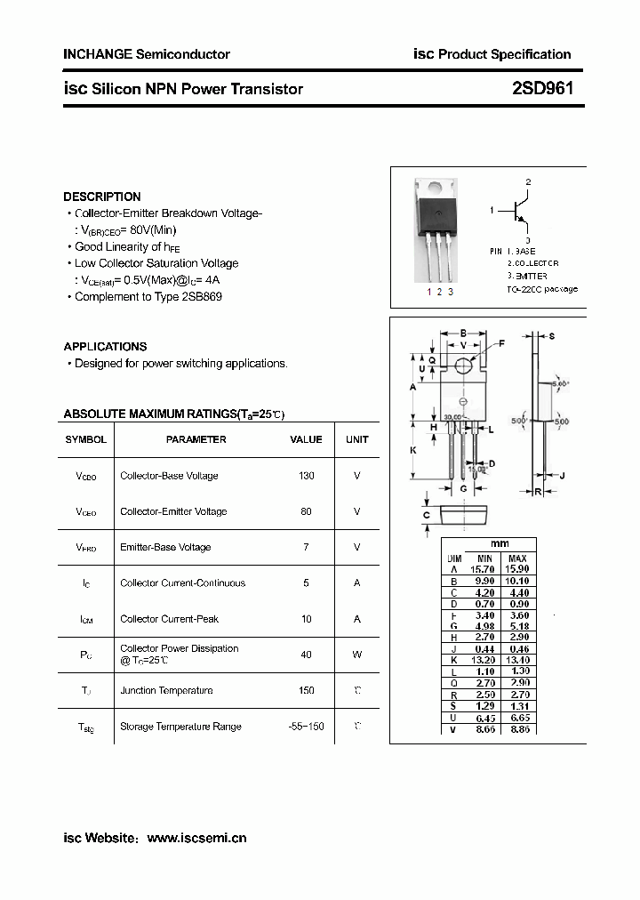 2SD961_5373180.PDF Datasheet