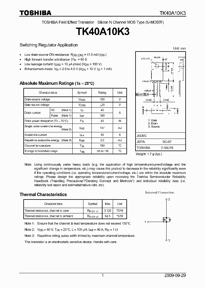 TK40A10K3_5393289.PDF Datasheet