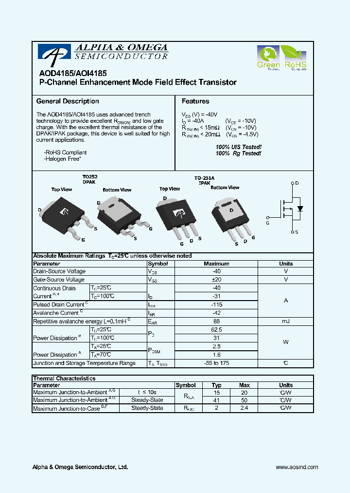 AOI4185_5394099.PDF Datasheet