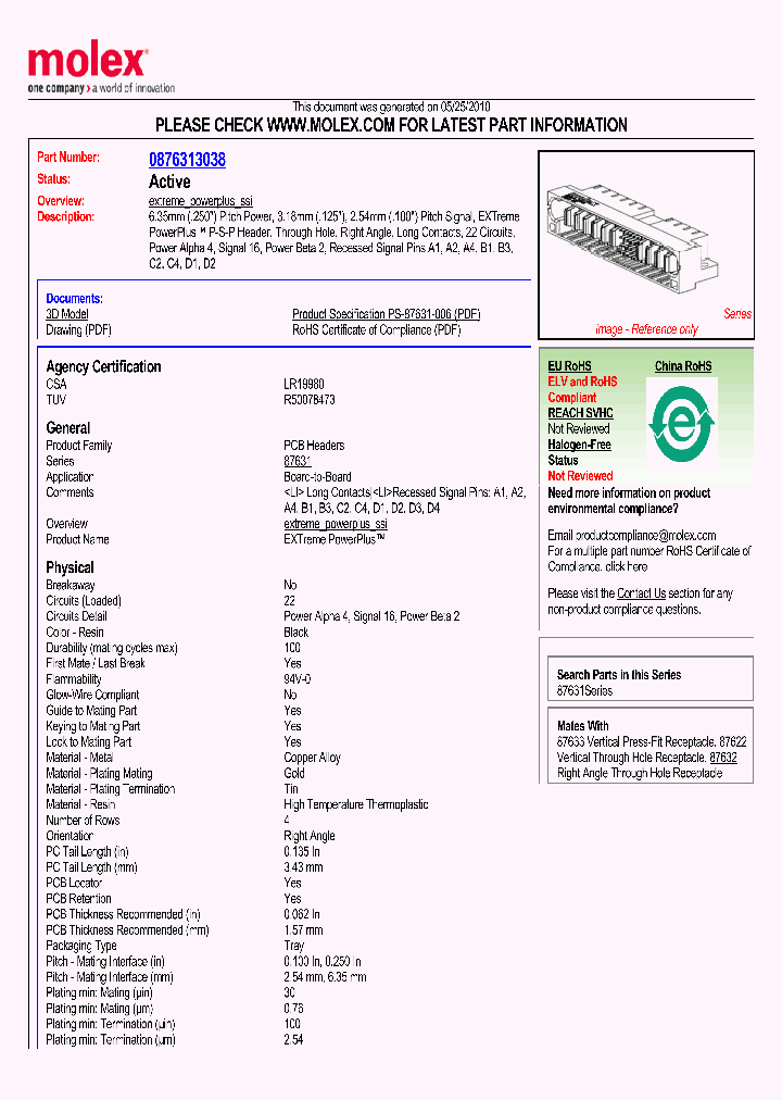 87631-3038_5400525.PDF Datasheet