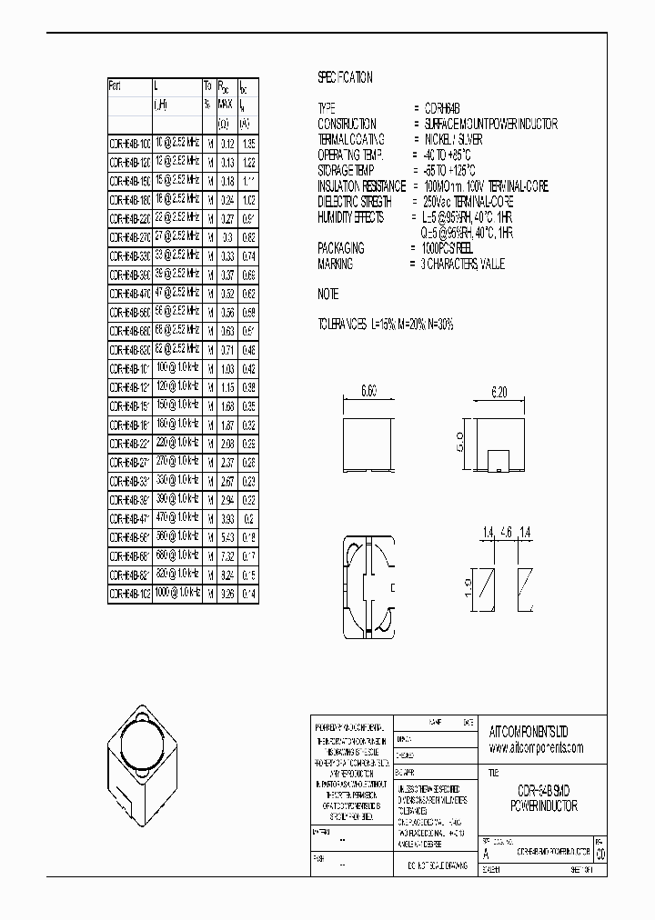 CDRH64B-390_5401565.PDF Datasheet