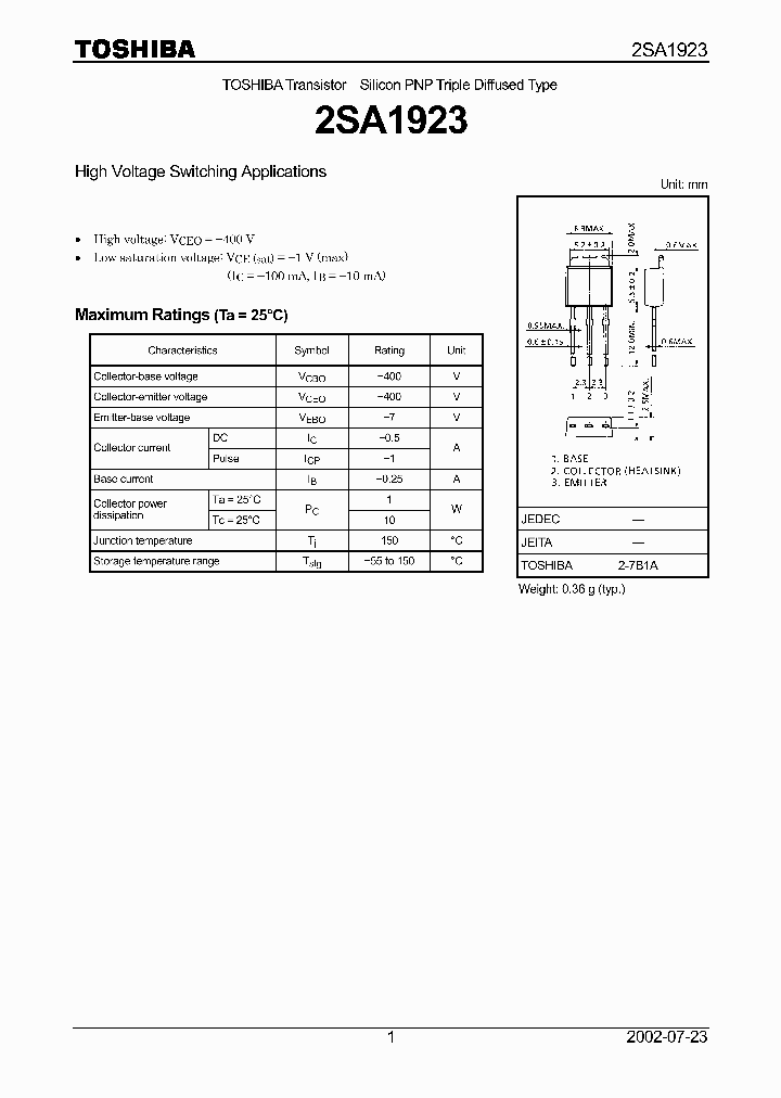 2SA1923_5458571.PDF Datasheet