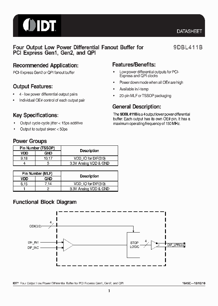 9DBL411BKILF_5467662.PDF Datasheet