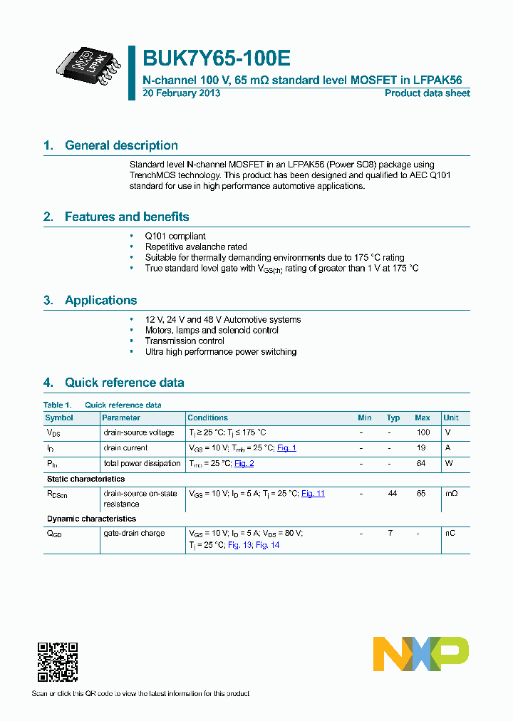 BUK7Y65-100E_5486365.PDF Datasheet