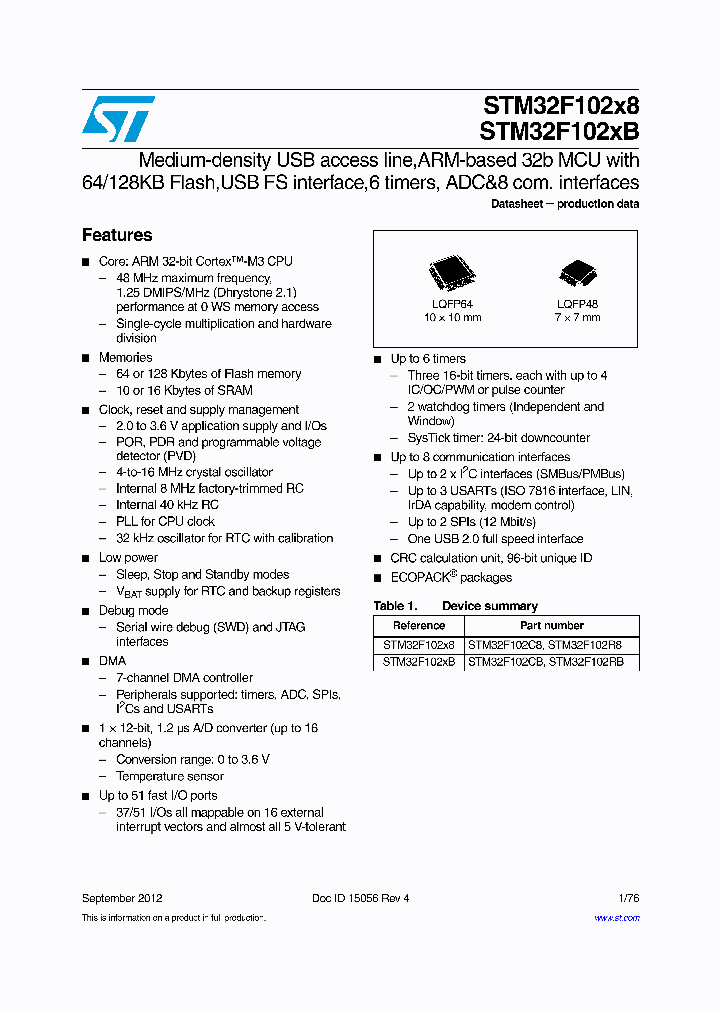 STM32F102X8_5503480.PDF Datasheet