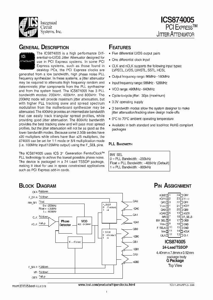 ICS874005_5516571.PDF Datasheet