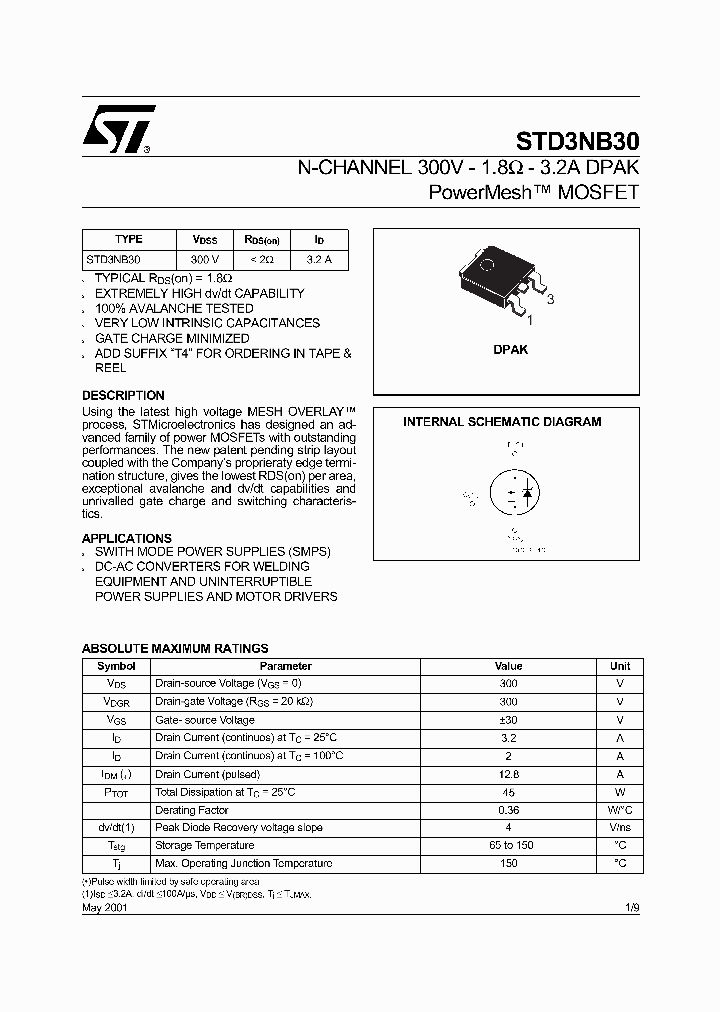 STD3NB30_5551422.PDF Datasheet