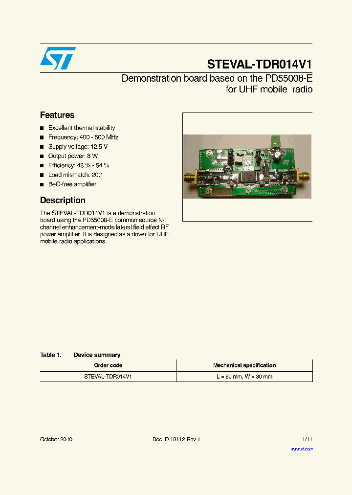 STEVAL-TDR014V1_5551841.PDF Datasheet