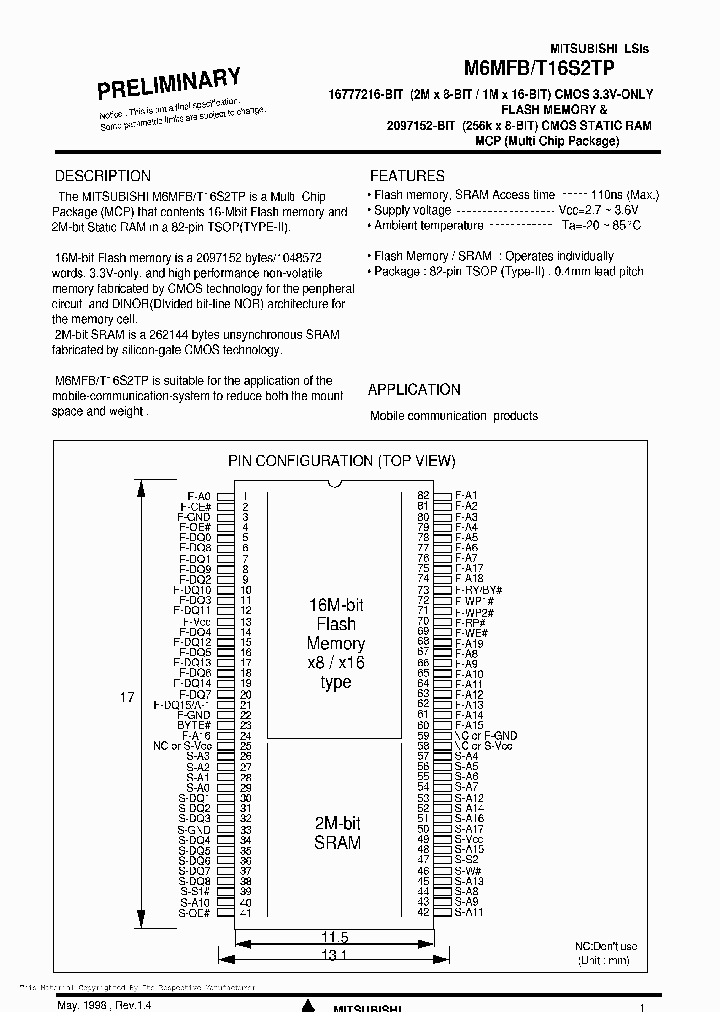 M6MFT16S2TP_5564947.PDF Datasheet