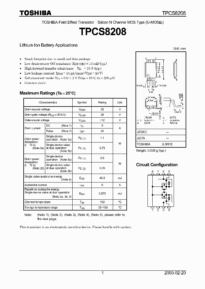 TPCS8208_5565753.PDF Datasheet