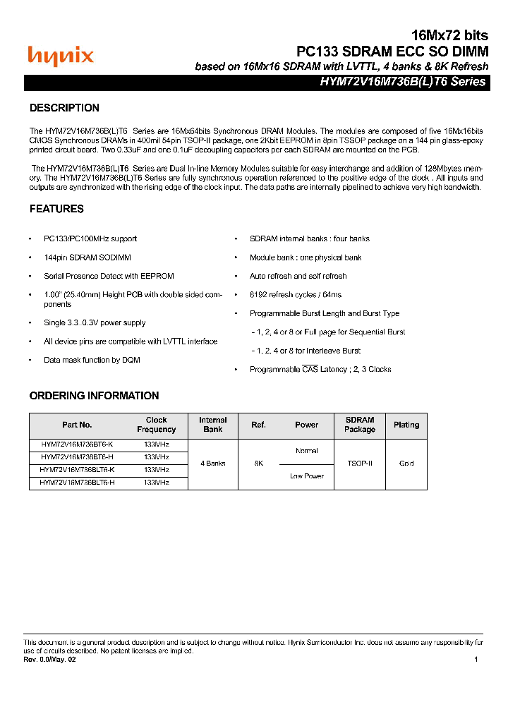 HYM72V16M736BLT6-H_5593360.PDF Datasheet