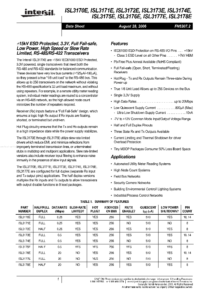 ISL3170E_5604737.PDF Datasheet