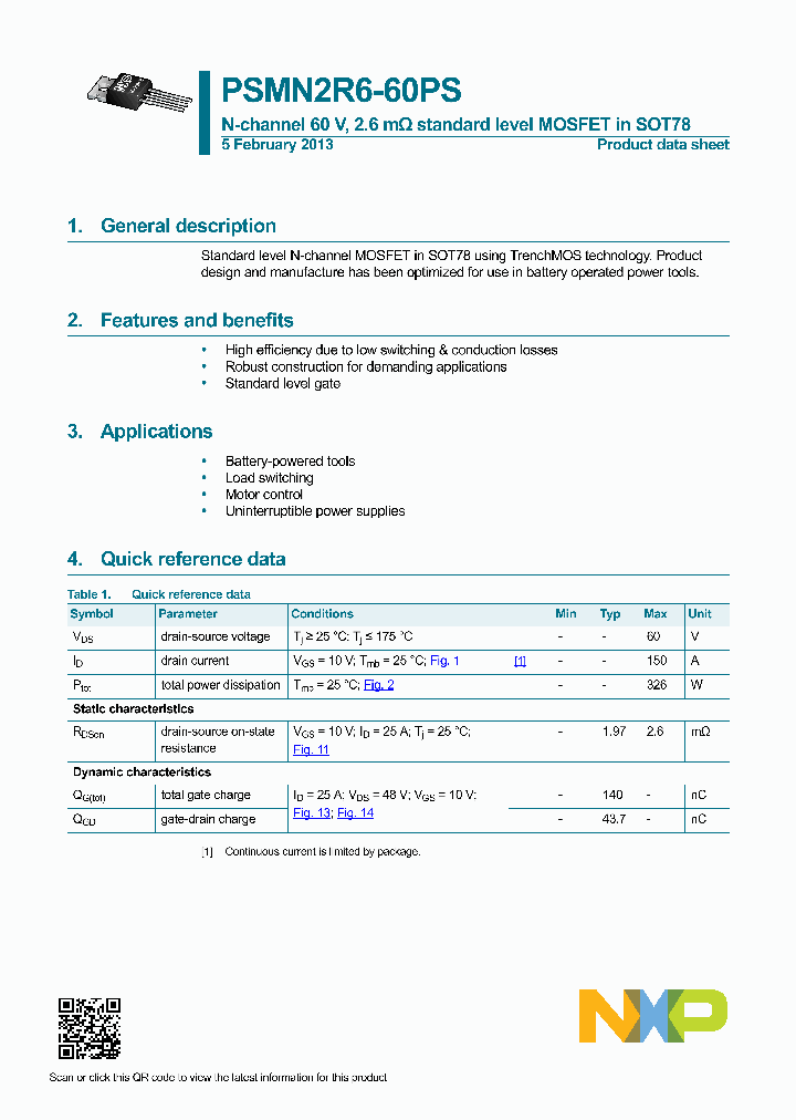 PSMN2R6-60PS_5639437.PDF Datasheet