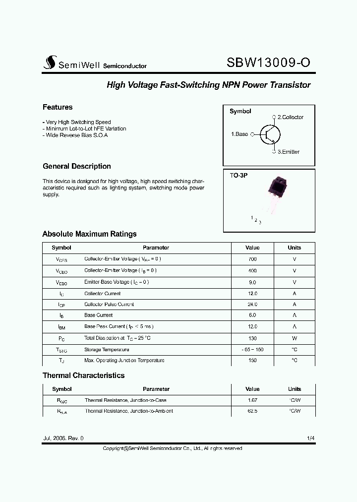 SBW13009-O_5716903.PDF Datasheet