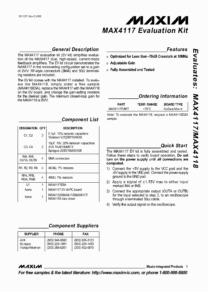 MAX4117EVKIT_5721882.PDF Datasheet