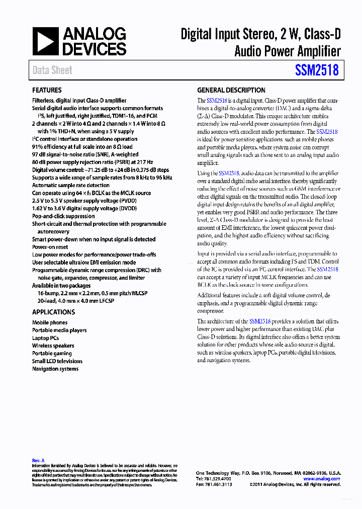 SSM2518_5837710.PDF Datasheet