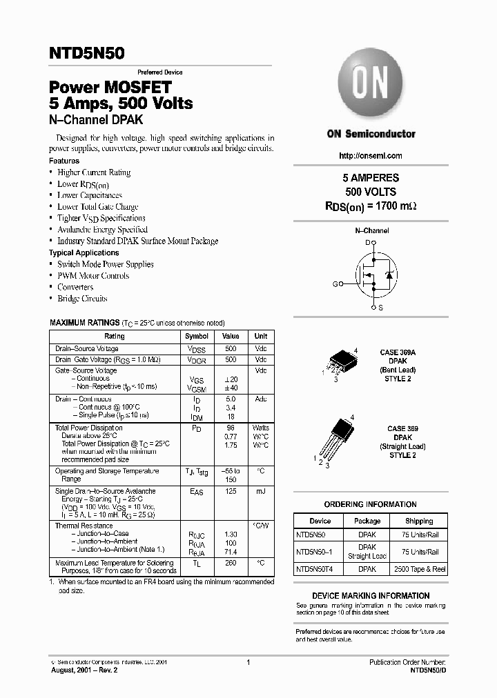 NTD5N50-D_5868280.PDF Datasheet