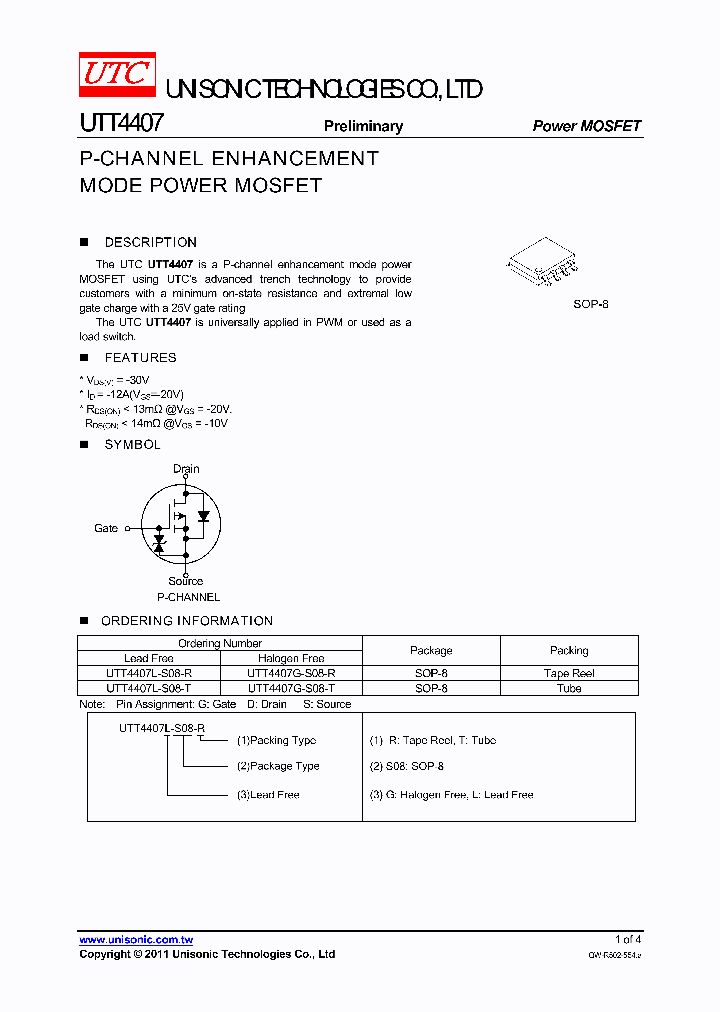 UTT4407G-S08-T_5875350.PDF Datasheet