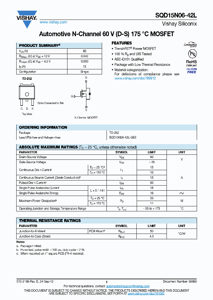 SQD15N06-42L_5902887.PDF Datasheet