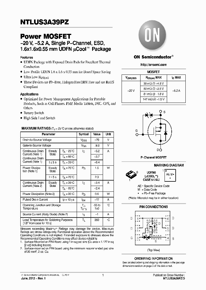 NTLUS3A39PZTBG_5919744.PDF Datasheet