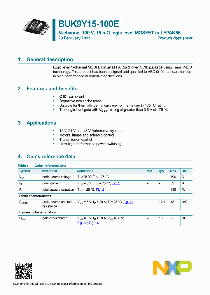 BUK9Y15-100E_5922251.PDF Datasheet