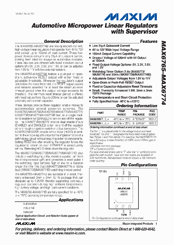 MAX6765TTD_5942390.PDF Datasheet