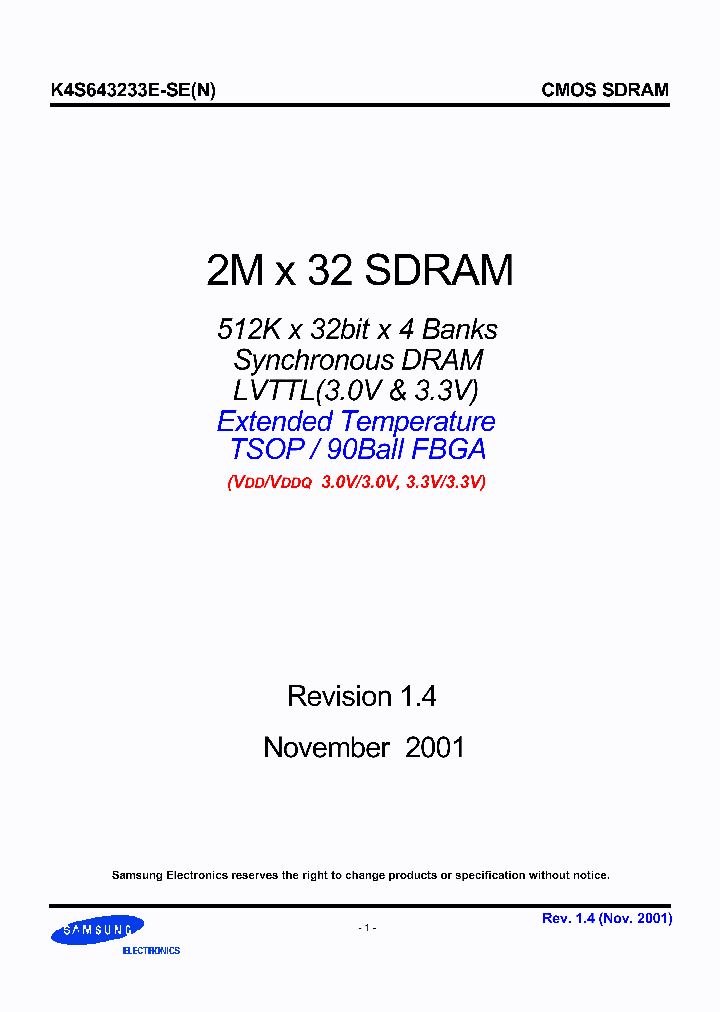 K4S643233E-SEN_6007706.PDF Datasheet