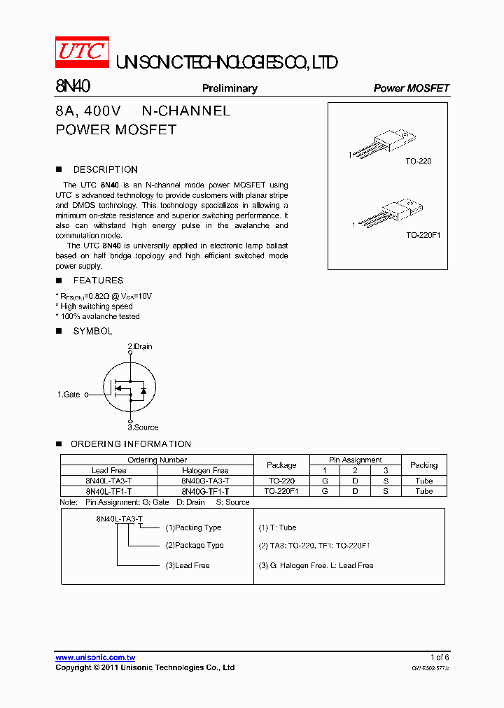 8N40L-TF1-T_6026897.PDF Datasheet